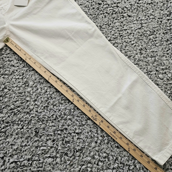 New Zara Womens White Chino Pants US 6 Mid Rise Slim Fit Relaxed Leg Cropped - Picture 12 of 13